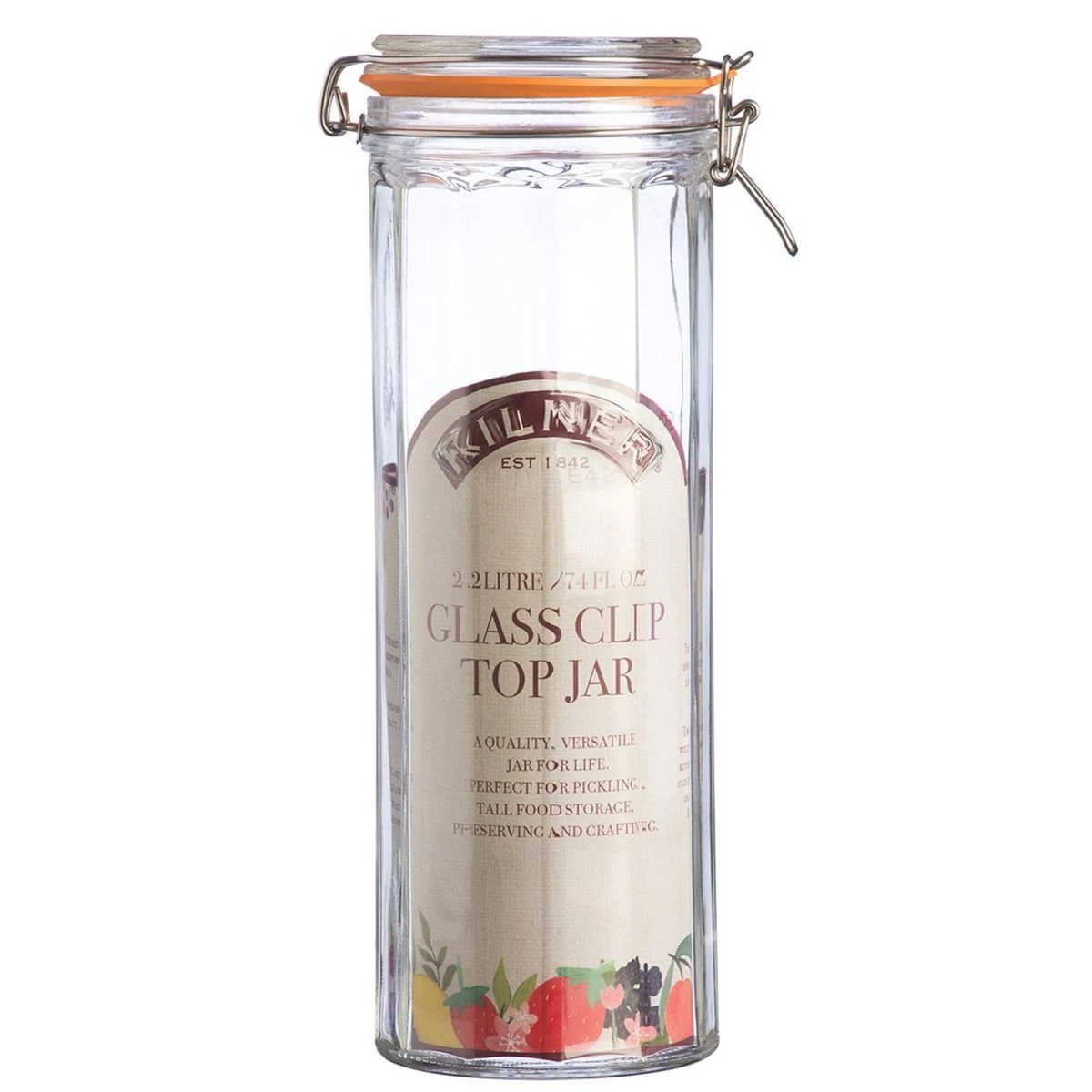 Kilner Facetted Clip Top Pasta Jar | 74oz 2 Kilner Facetted Clip Top Pasta Jar | 74oz - Image 2