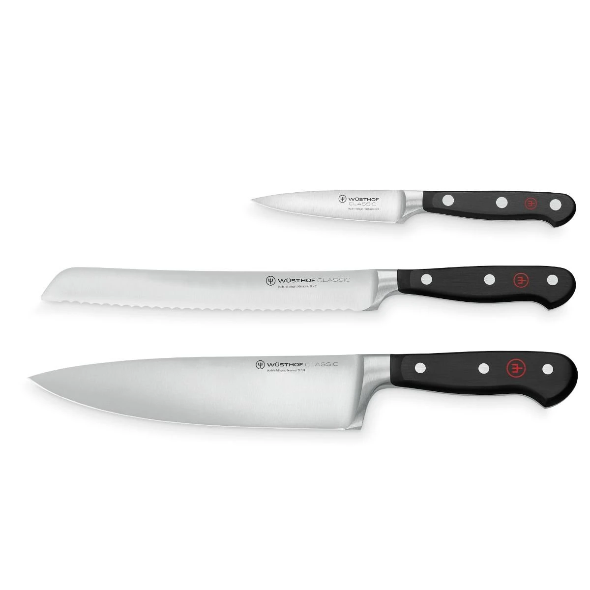 Wusthof Classic 3-Piece Starter Knife Set | Cook's, Bread & Paring 1 Wusthof Classic 3-Piece Starter Knife Set | Cook's, Bread & Paring