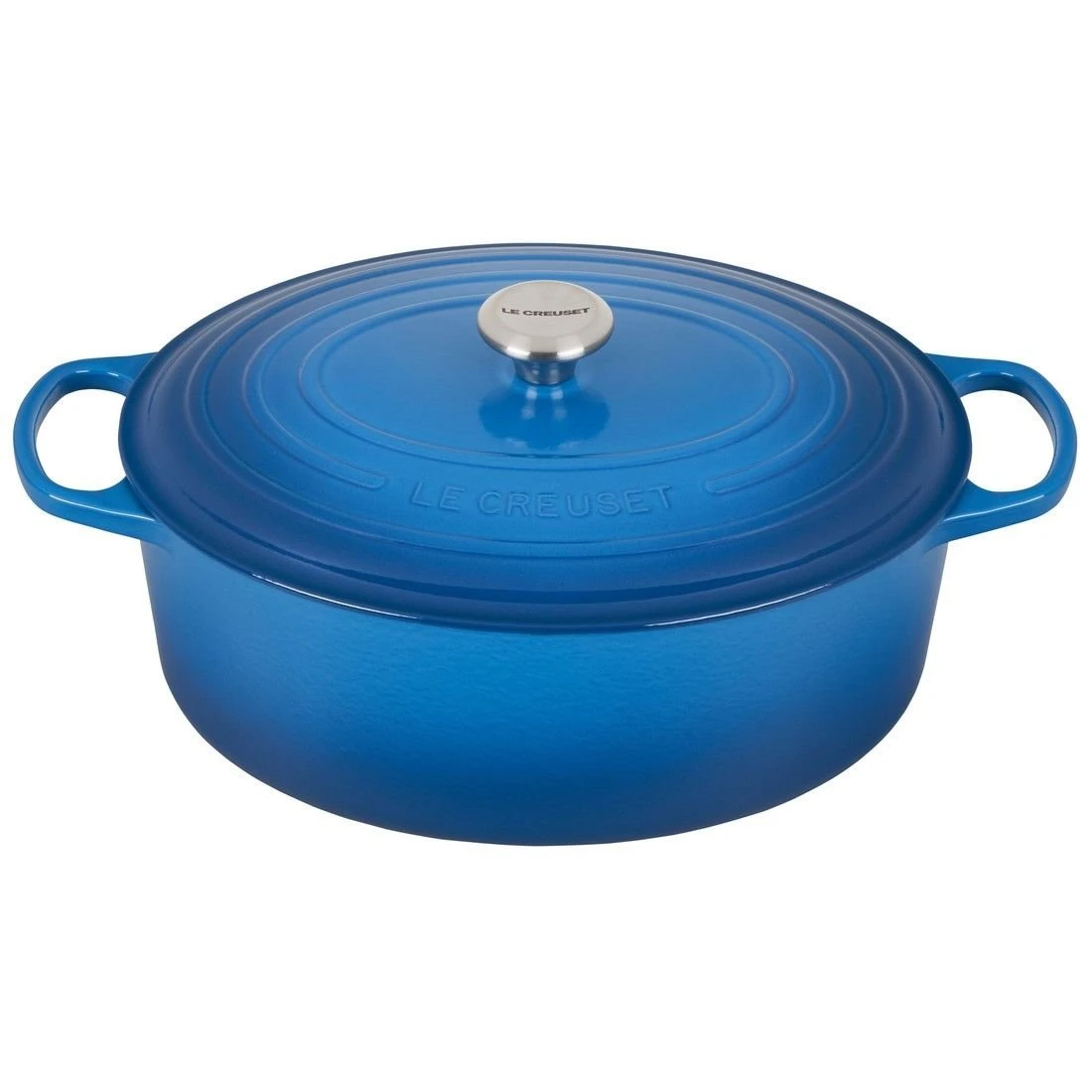 Le Creuset 9.5 Qt. Oval Signature Dutch Oven With Stainless Steel Knob | Marseille Blue 1 Le Creuset 9.5 Qt. Oval Signature Dutch Oven With Stainless Steel Knob | Marseille Blue