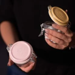 Bormioli Rocco 6.75oz Swing Top Fido Jar | Pink Top -Kitchen Tools Shop 141360mrg121313 3