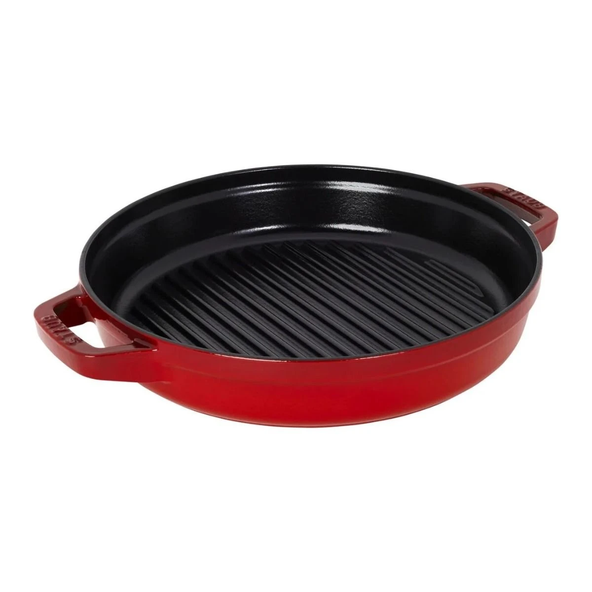 Staub Stackable Cocotte, Braiser, And Grill Pan With Lid | Cherry 4 Staub Stackable Cocotte, Braiser, And Grill Pan With Lid | Cherry - Image 4