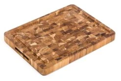 TeakHaus End Grain Cutting/Serving Board W/Hand Grip + Juice Canal (Rectangle) | 16" X 12" X 1.5"