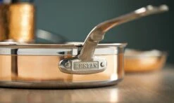 Hestan CopperBond Induction Cookware 3.5 Qt Covered Saute With Helper Handle 8 Hestan CopperBond Induction Cookware 3.5 Qt Covered Saute With Helper Handle -Kitchen Tools Shop 31598 hcb hestan copperbond 3.5qt saute pan closeup on handle