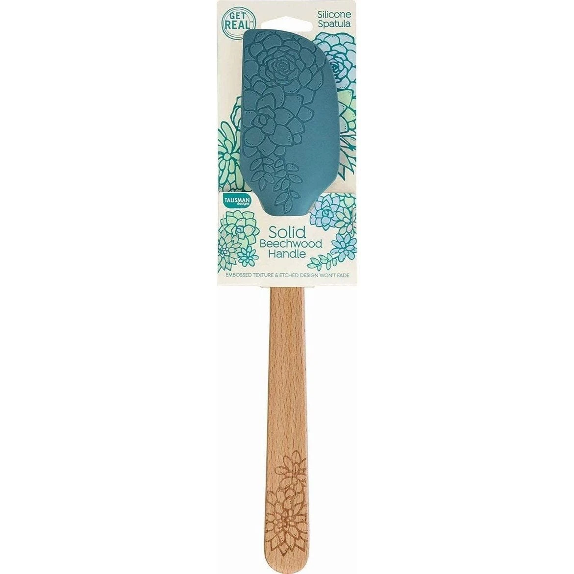 12" Silicone Spatula | Teal Succulent 1 12" Silicone Spatula | Teal Succulent