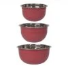 Now Designs By Danica Stainless Steel Mixing Bowls (Set Of 3) | Matte Carmine
