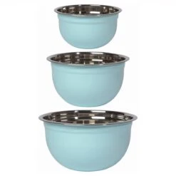 Now Designs By Danica Stainless Steel Mixing Bowls (Set Of 3) | Matte Robins Egg
