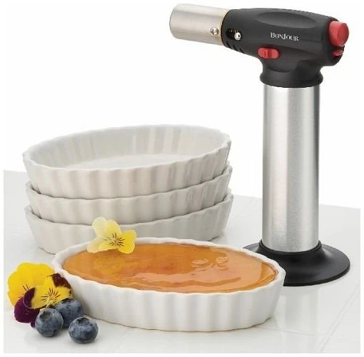 BonJour Creme Brulee Set - Culinary Torch With 4 Oval Ramekins 1 BonJour Creme Brulee Set - Culinary Torch With 4 Oval Ramekins