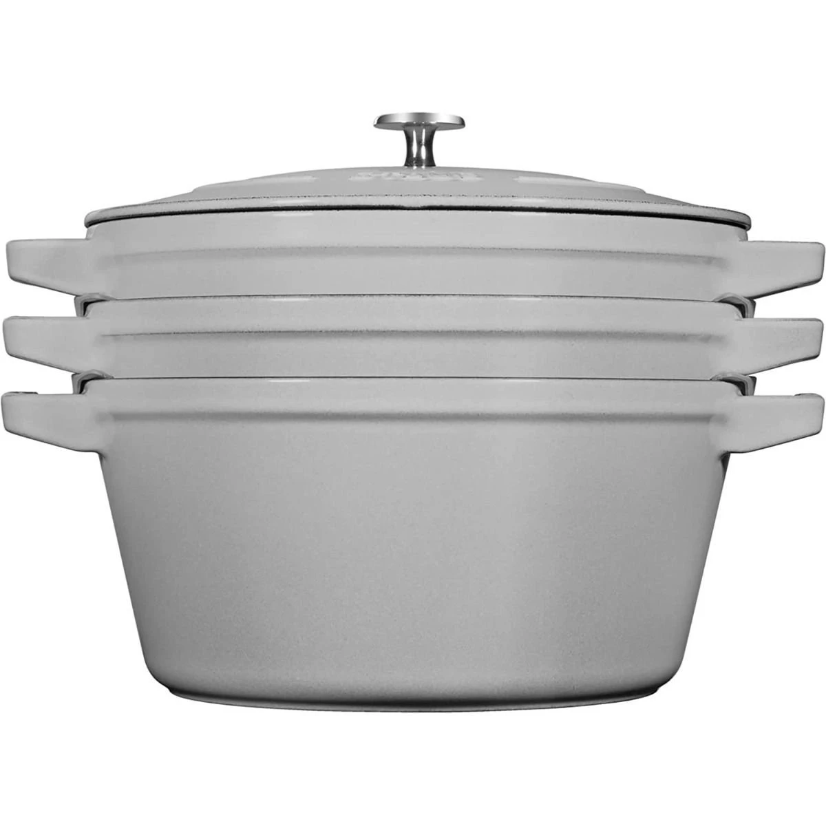 Staub Stackable Cocotte, Braiser, And Grill Pan With Lid | Graphite Grey 2 Staub Stackable Cocotte, Braiser, And Grill Pan With Lid | Graphite Grey - Image 2