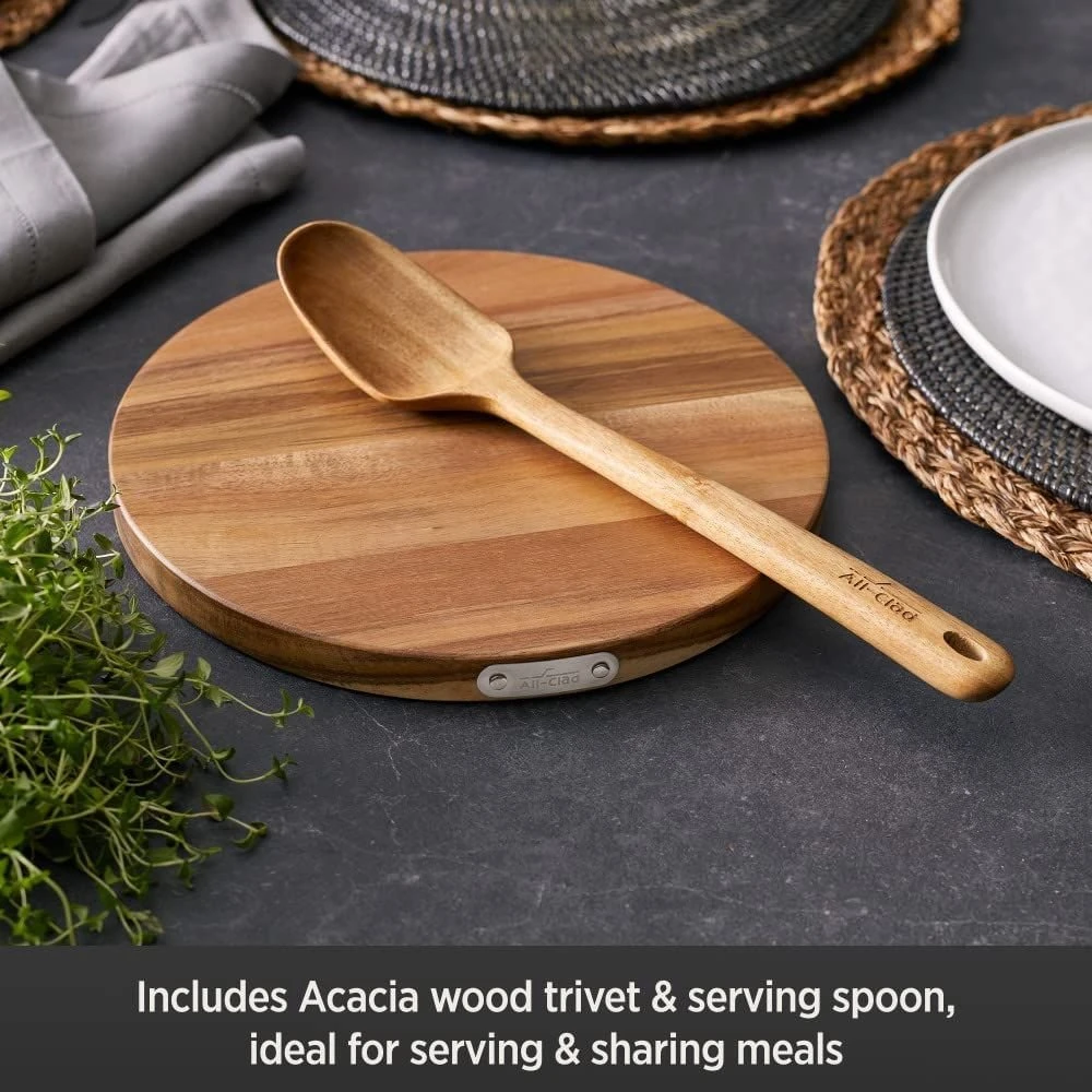 All-Clad HA1 Hard Anodized Nonstick 6 Qt. Dutch Oven With Acacia Wood Trivet & Spoon 3 All-Clad HA1 Hard Anodized Nonstick 6 Qt. Dutch Oven With Acacia Wood Trivet & Spoon - Image 3
