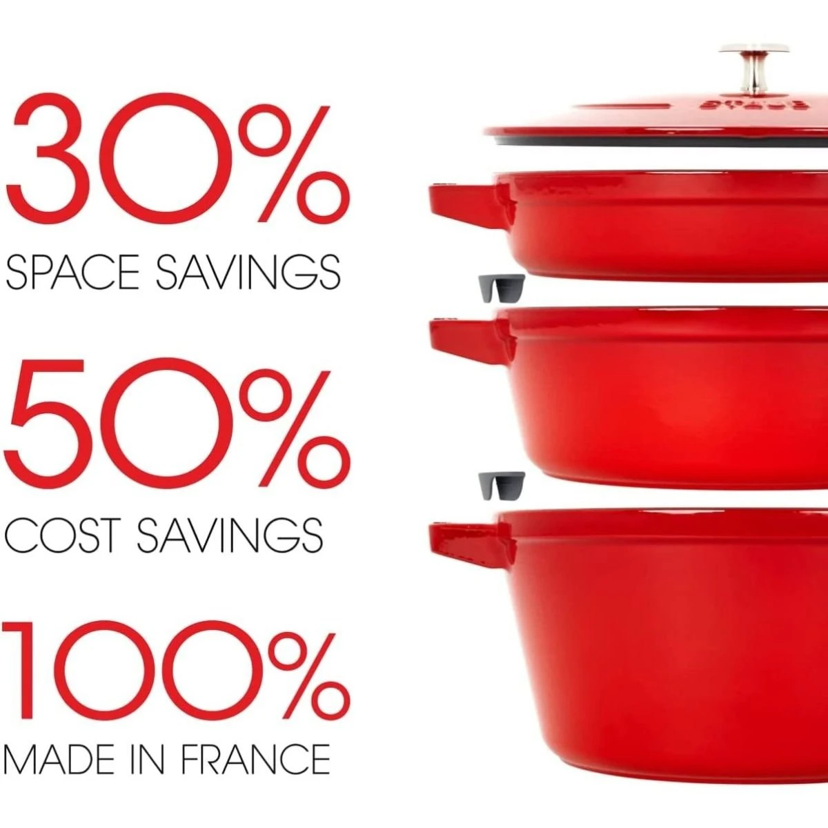 Staub Stackable Cocotte, Braiser, And Grill Pan With Lid | Grenadine 14 Staub Stackable Cocotte, Braiser, And Grill Pan With Lid | Grenadine - Image 14