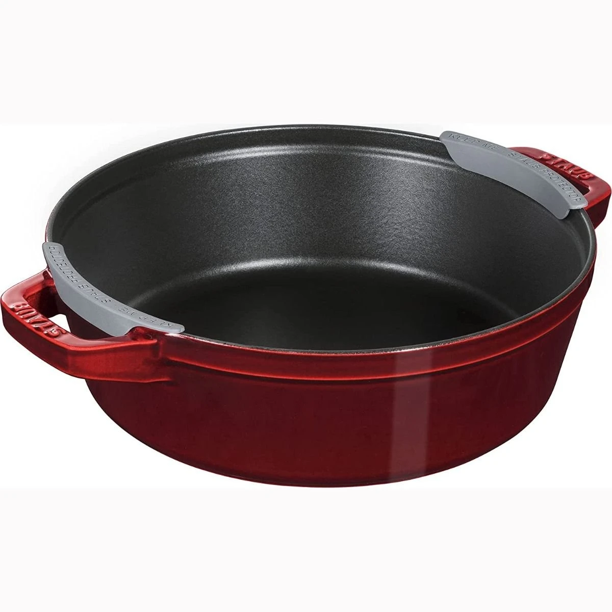 Staub Stackable Cocotte, Braiser, And Grill Pan With Lid | Grenadine 4 Staub Stackable Cocotte, Braiser, And Grill Pan With Lid | Grenadine - Image 4