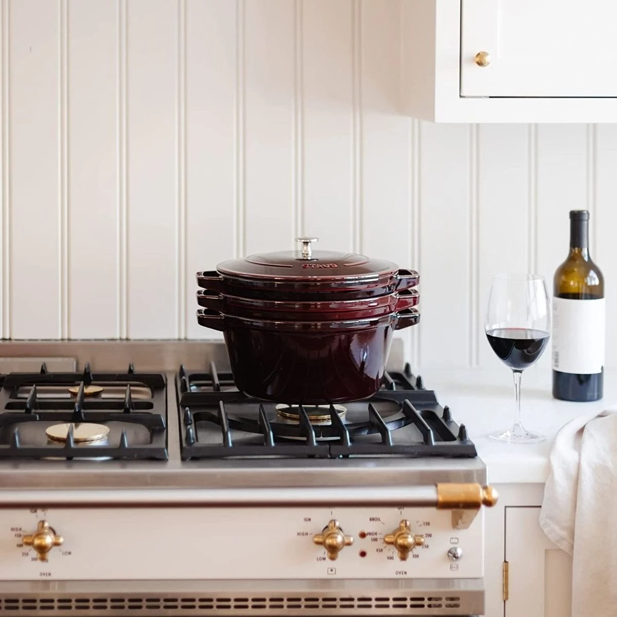 Staub Stackable Cocotte, Braiser, And Grill Pan With Lid | Grenadine 13 Staub Stackable Cocotte, Braiser, And Grill Pan With Lid | Grenadine - Image 13