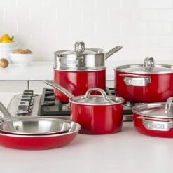 Viking Multi Ply Stainless 11-Piece Cookware Set | Red -Kitchen Tools Shop 71naetgbrkl. ac sl1500