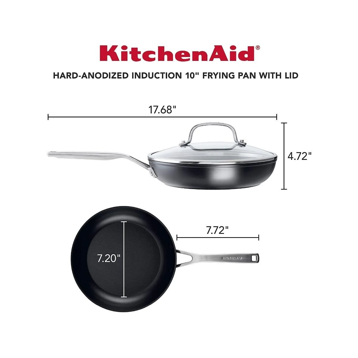 KitchenAid 10" Hard Anodized Induction Fry Pan With Lid | Nonstick 2 KitchenAid 10" Hard Anodized Induction Fry Pan With Lid | Nonstick - Image 2