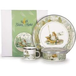 Golden Rabbit Enamelware 3-Piece Children's Dinnerware Set | Jeremy Fisher