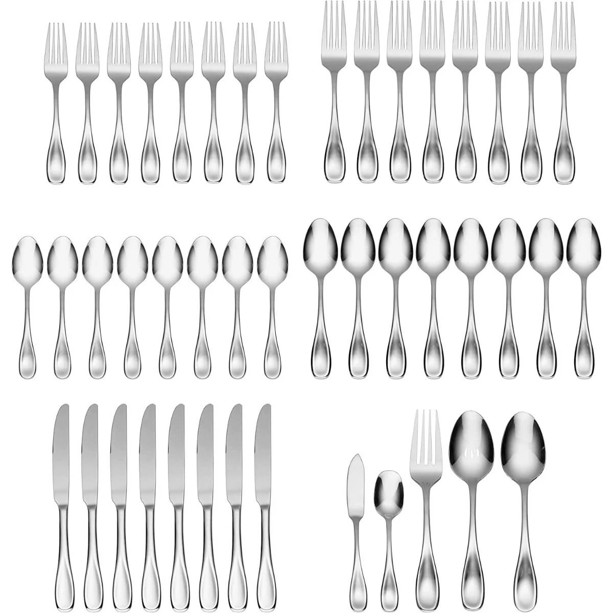 Oneida Brushed Satin 18/0 Stainless Steel 45-Piece Flatware Set | Voss 2 Oneida Brushed Satin 18/0 Stainless Steel 45-Piece Flatware Set | Voss - Image 2