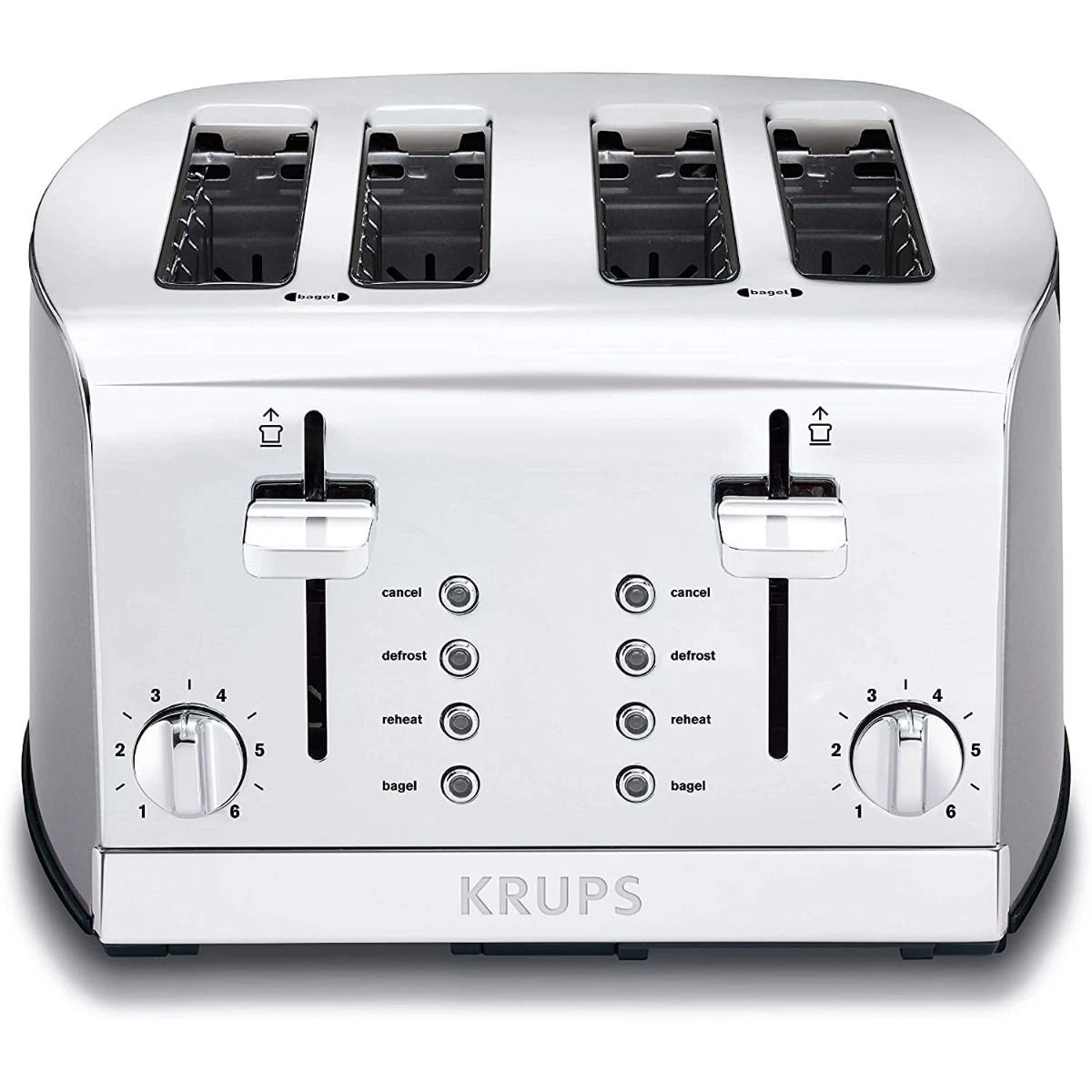 Krups 4-Slice Breakfast Toaster | Brushed Chrome & Stainless Steel 1 Krups 4-Slice Breakfast Toaster | Brushed Chrome & Stainless Steel