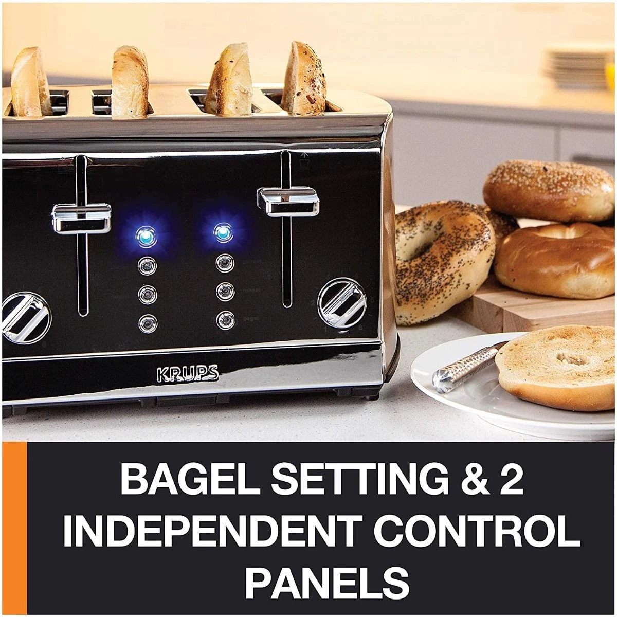 Krups 4-Slice Breakfast Toaster | Brushed Chrome & Stainless Steel 6 Krups 4-Slice Breakfast Toaster | Brushed Chrome & Stainless Steel - Image 6