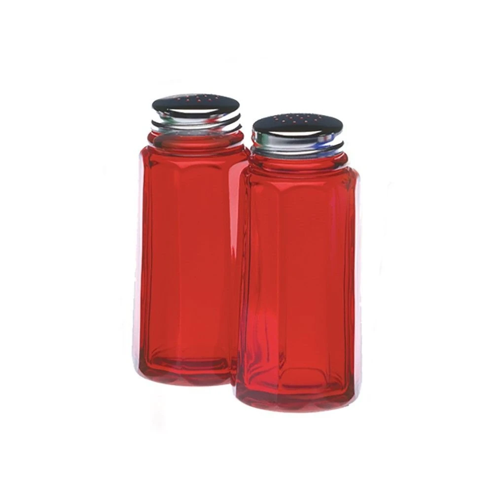 Mosser Glass Panel Salt And Pepper Shakers | Red 1 Mosser Glass Panel Salt And Pepper Shakers | Red