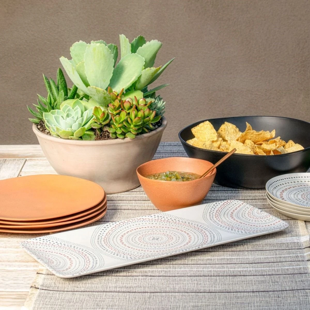 TarHong Planta Tabletop 17.8" X 7.5" Serving Tray | Desert Mandala 2 TarHong Planta Tabletop 17.8" X 7.5" Serving Tray | Desert Mandala - Image 2