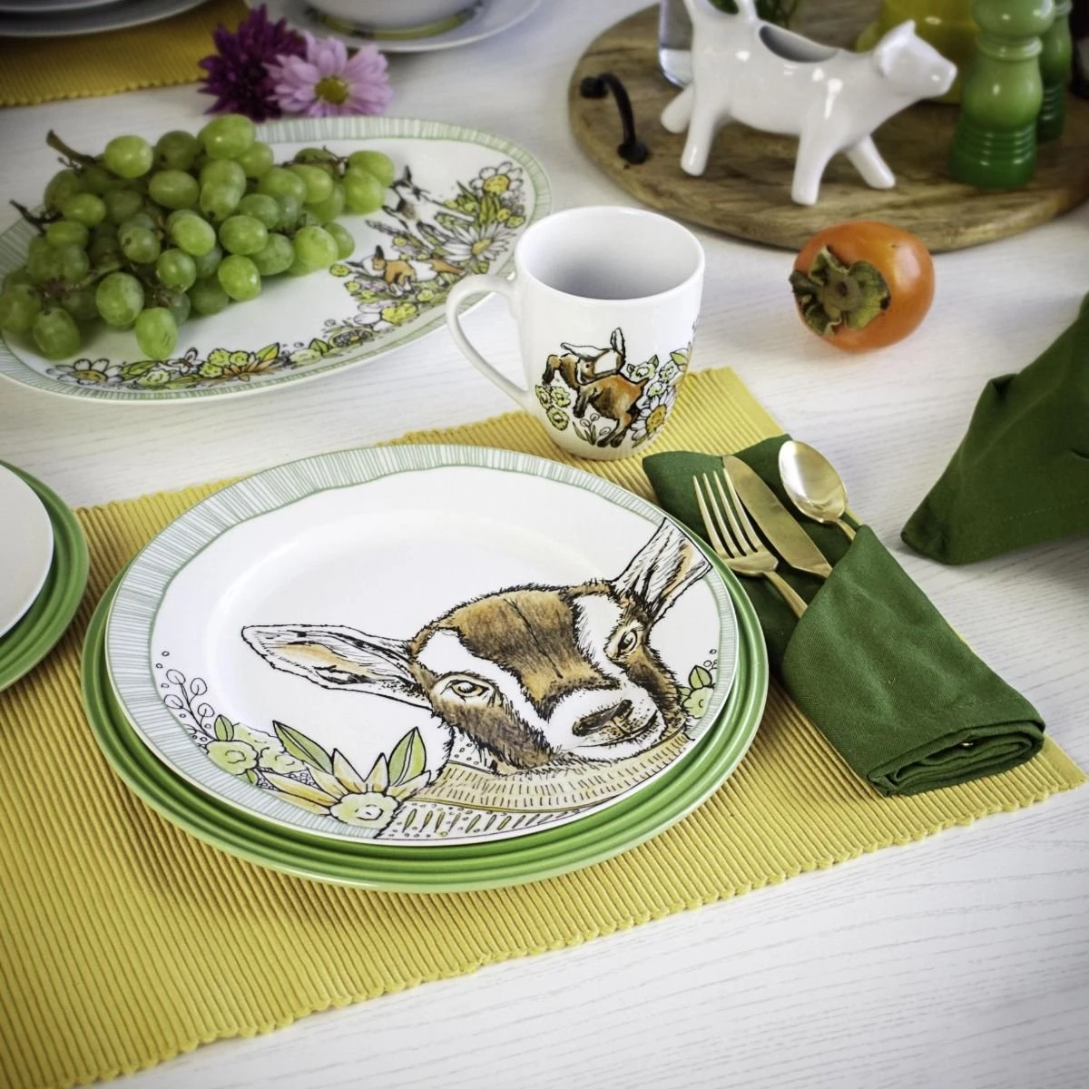 Everything Kitchens Barnyard Baby Animals 16-Piece Dinnerware Set With Glasses | "Caprine Caper Goats" - Kid 6 Everything Kitchens Barnyard Baby Animals 16-Piece Dinnerware Set With Glasses | "Caprine Caper Goats" - Kid - Image 6