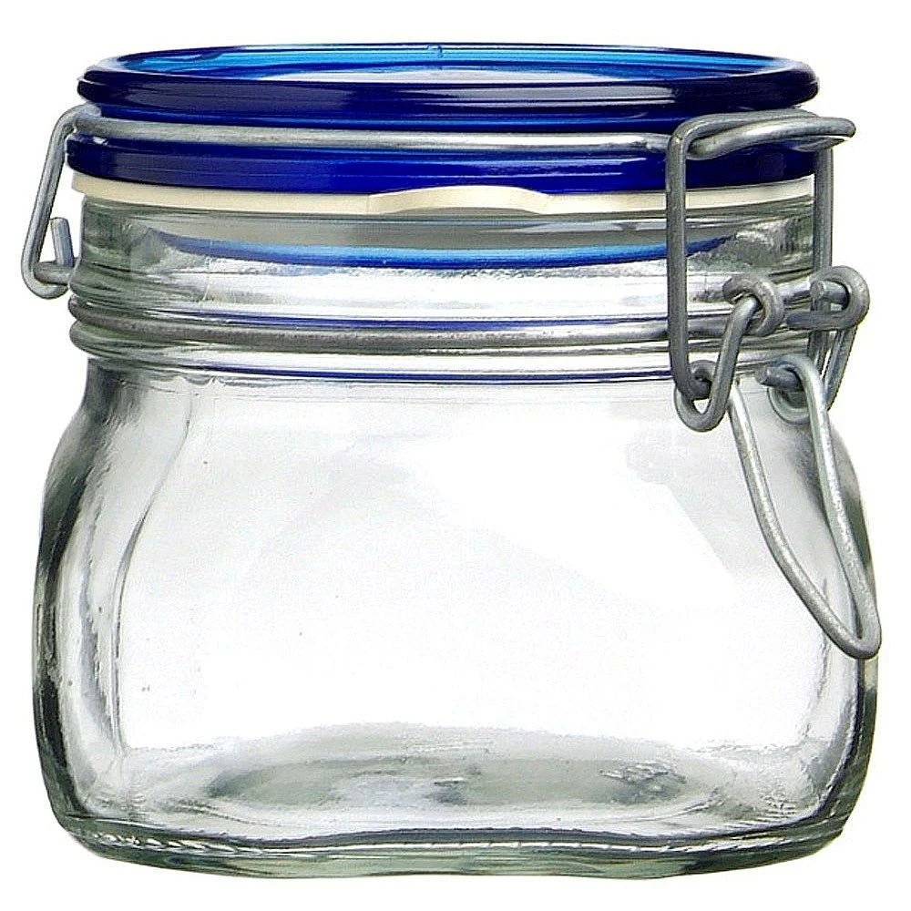 Bormioli Rocco 0.5L Swing Top Fido Canning Jars - Blue Lid | 6-pack 2 Bormioli Rocco 0.5L Swing Top Fido Canning Jars - Blue Lid | 6-pack - Image 2