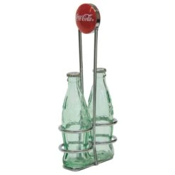 TableCraft 1oz Coca-Cola Salt & Pepper Shakers | Green Tinted Glass With Retro Rack