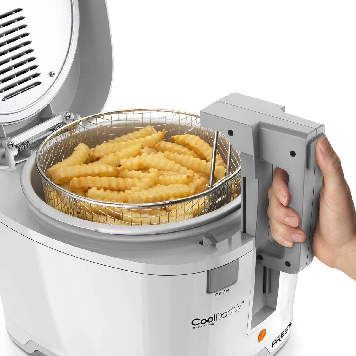 Presto® CoolDaddy® Cool-Touch Deep Fryer With Removable Bucket | 2 Qt. - White 5 Presto® CoolDaddy® Cool-Touch Deep Fryer With Removable Bucket | 2 Qt. - White - Image 5