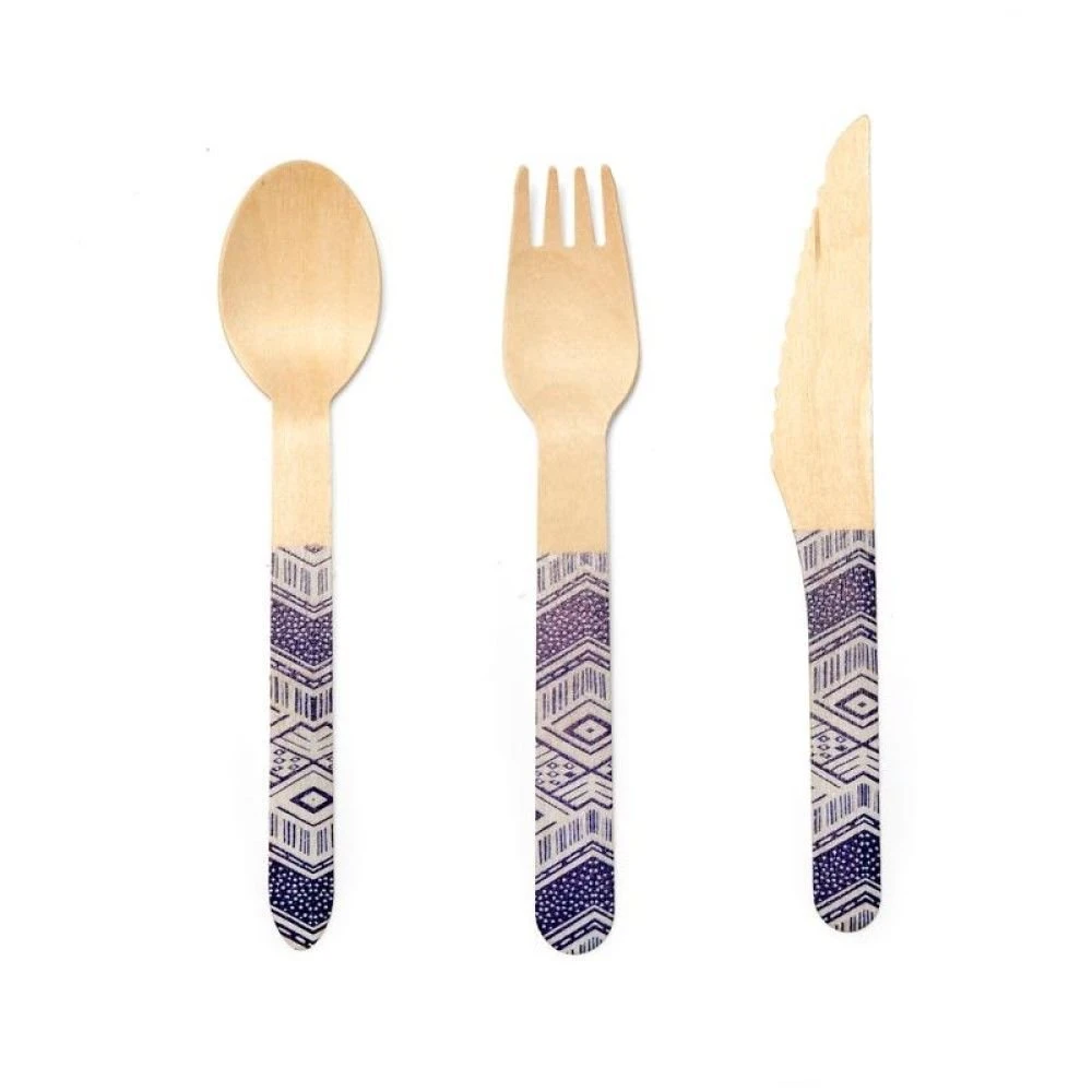 Kikkerland Wood Cutlery Set | Tribal 1 Kikkerland Wood Cutlery Set | Tribal