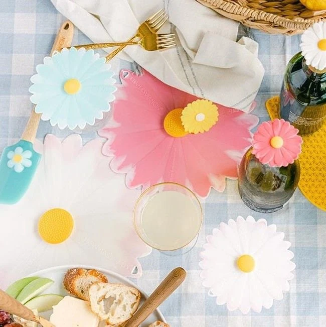 Charles Viancin Silicone Drink Covers | Daisy (Set Of 2 - Aqua & White) 2 Charles Viancin Silicone Drink Covers | Daisy (Set Of 2 - Aqua & White) - Image 2