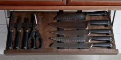 Drop Block Under Cabinet Knife Storage Rack - Small, Walnut 6 Drop Block Under Cabinet Knife Storage Rack - Small, Walnut -Kitchen Tools Shop dropblockwalnut2knifestorage 1