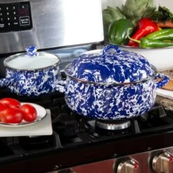 Golden Rabbit Enamelware 4 Qt. Dutch Oven | Cobalt Swirl -Kitchen Tools Shop dutchovenlifestyle 1