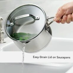 KitchenAid Stainless Steel 3-Ply Cookware Set | 11-Piece -Kitchen Tools Shop easystrainlid