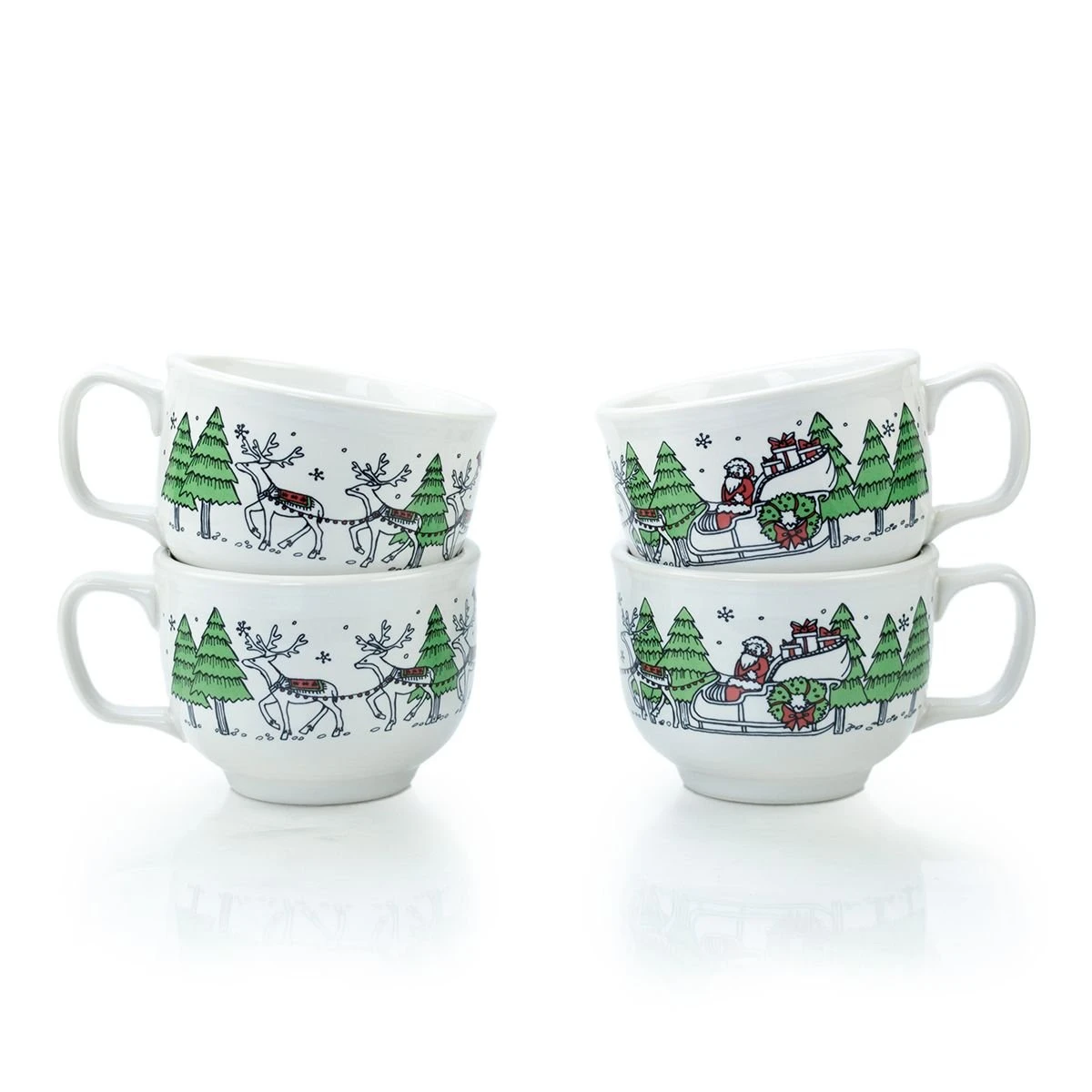 Fiesta® 18oz Jumbo Mugs (Set Of 4) | Christmas Whimsy (White) 1 Fiesta® 18oz Jumbo Mugs (Set Of 4) | Christmas Whimsy (White)
