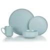 Everything Kitchens Modern Flat 16-Piece Dinnerware Set | Dusty Blue
