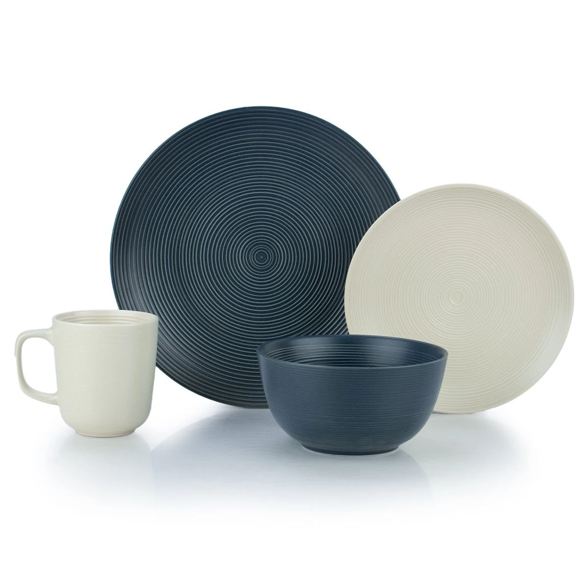 Everything Kitchens Modern Colorful Neutrals - Rippled 16-Piece Dinnerware Set - Matte | Charcoal & Beige 1 Everything Kitchens Modern Colorful Neutrals - Rippled 16-Piece Dinnerware Set - Matte | Charcoal & Beige