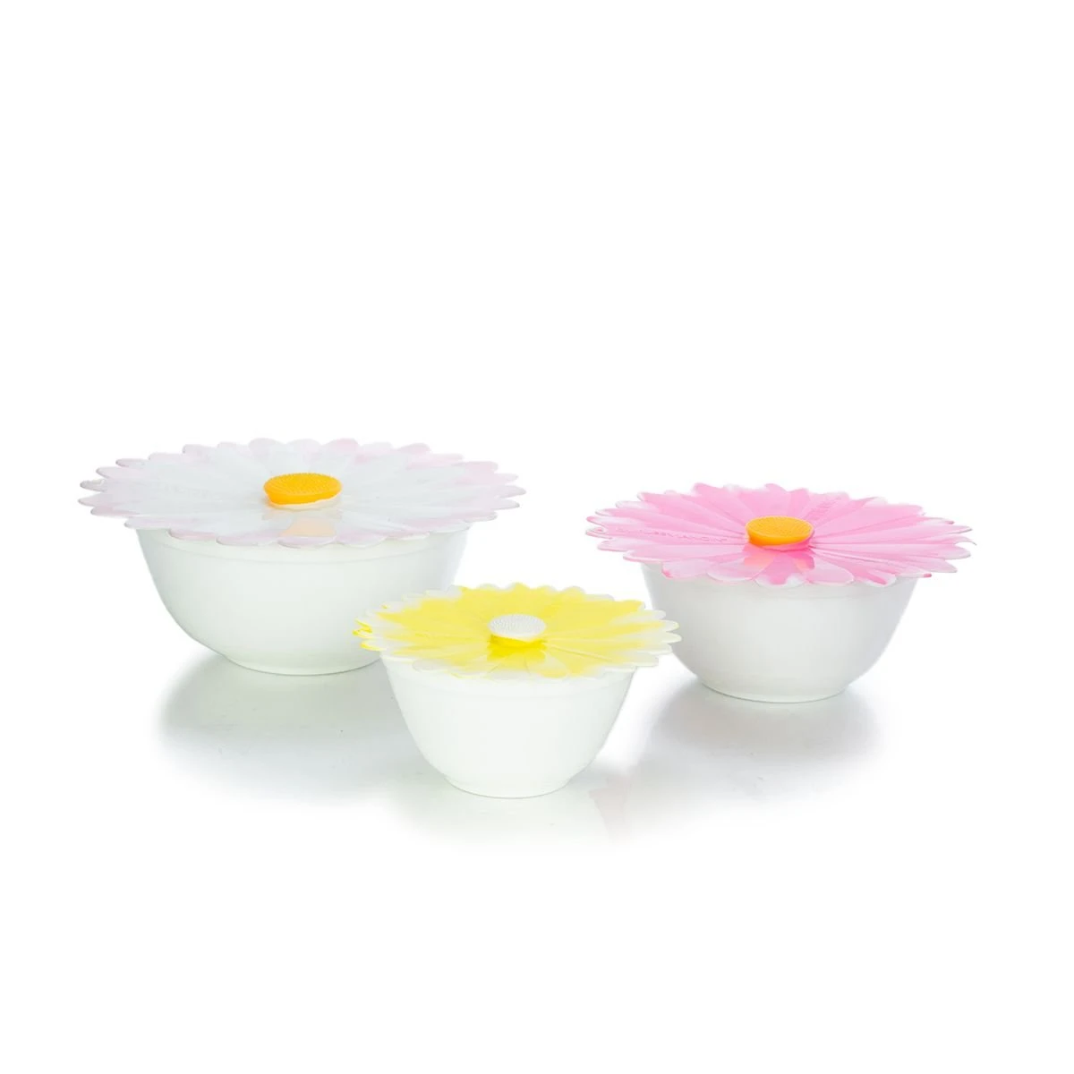 Mosser Glass Mixing Bowl Set With Silicone Lids | White & Daisies 2 Mosser Glass Mixing Bowl Set With Silicone Lids | White & Daisies - Image 2