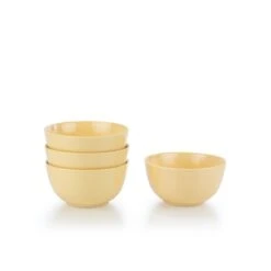 Everything Kitchens Modern Colorful Neutrals - Rippled 6" Bowls (Set Of 4) - Glazed | Butter Yellow
