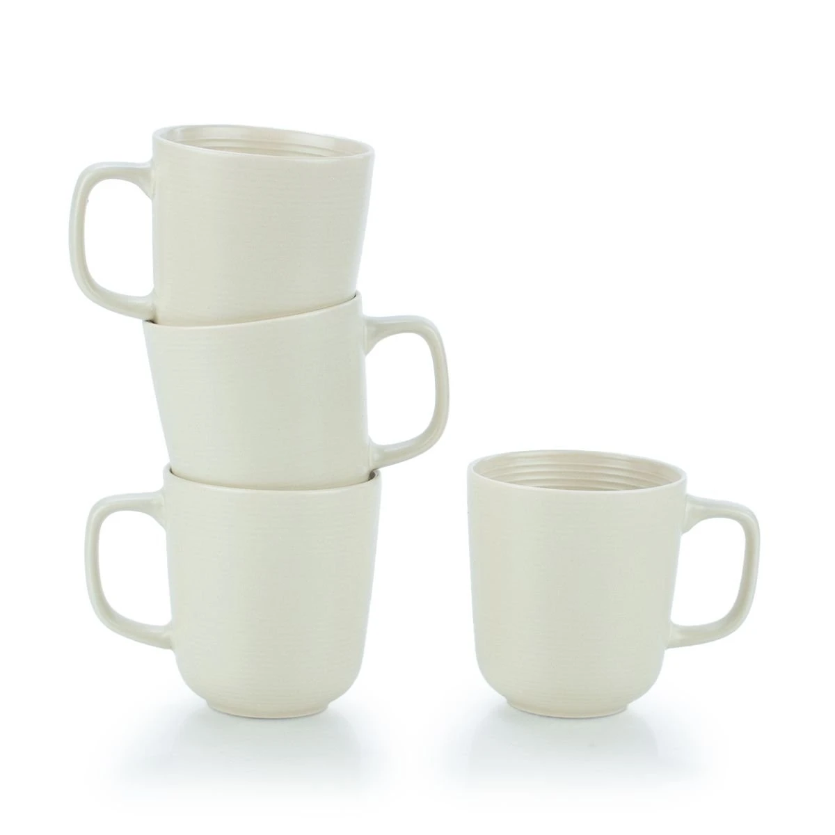 Everything Kitchens Modern Colorful Neutrals - Rippled 12oz Mugs (Set Of 4) - Matte | Beige 1 Everything Kitchens Modern Colorful Neutrals - Rippled 12oz Mugs (Set Of 4) - Matte | Beige