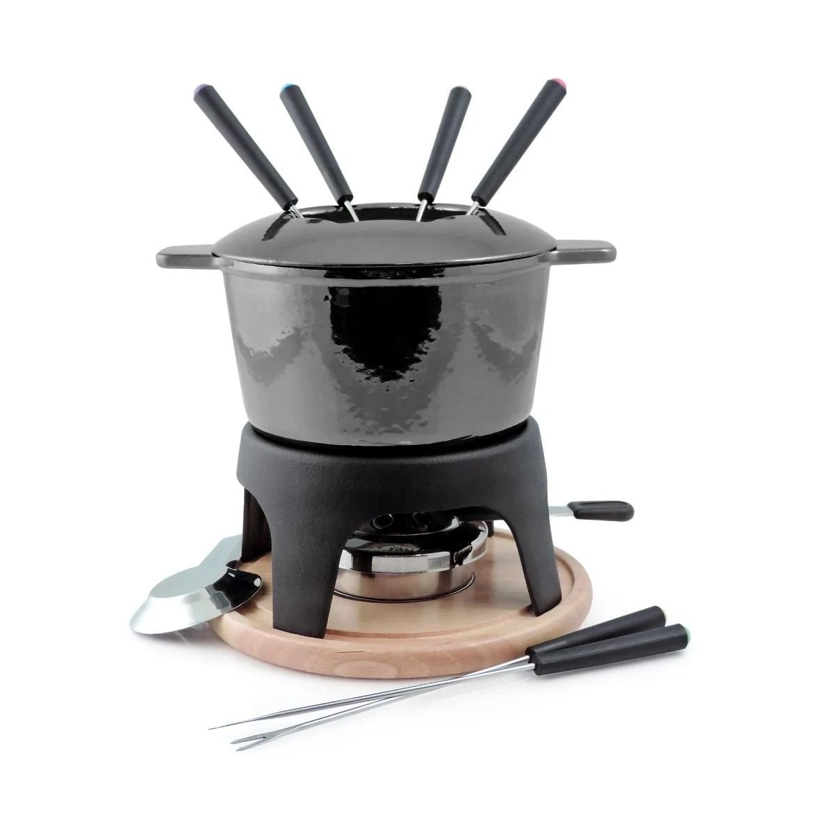 Swissmar Sierra 11-Piece Cast Iron Fondue Set | Metallic Black 1 Swissmar Sierra 11-Piece Cast Iron Fondue Set | Metallic Black