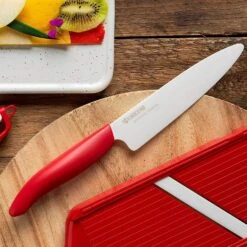 Kyocera Revolution Red & White Ceramic 3-Piece Knife Set -Kitchen Tools Shop fk 3pc whrd b