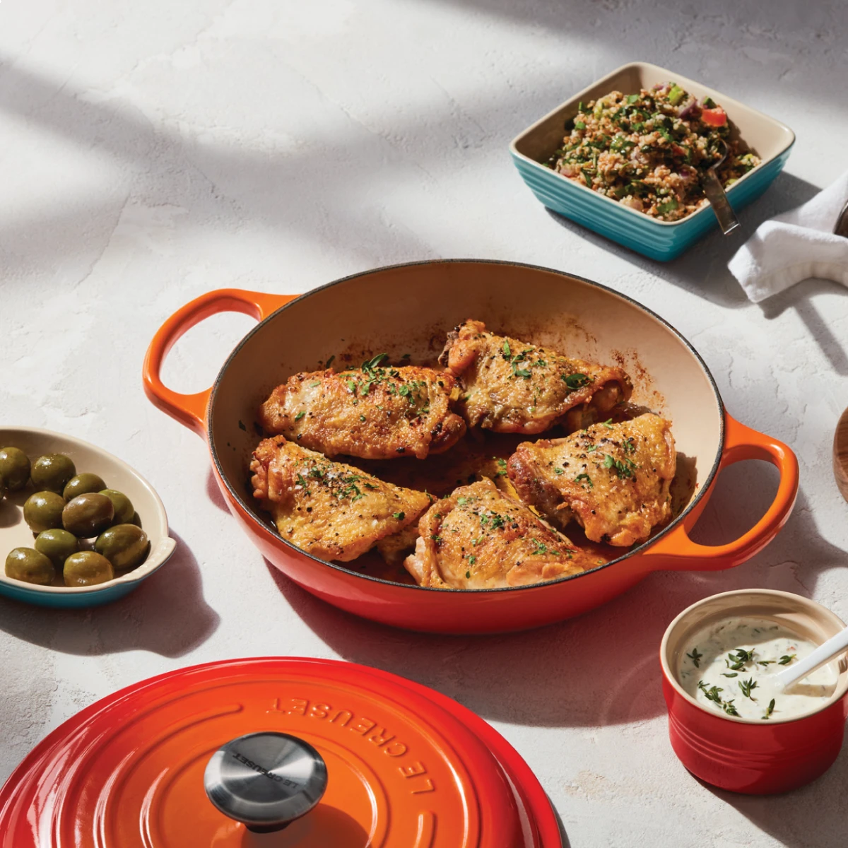 Le Creuset 2.25 Qt. Signature Enameled Cast Iron Braiser With Stainless Steel Knob | Flame Orange 7 Le Creuset 2.25 Qt. Signature Enameled Cast Iron Braiser With Stainless Steel Knob | Flame Orange - Image 7