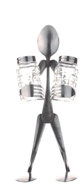 Forked Up Art Salt & Pepper Holder - Spoon Art Figurine 1 Forked Up Art Salt & Pepper Holder - Spoon Art Figurine