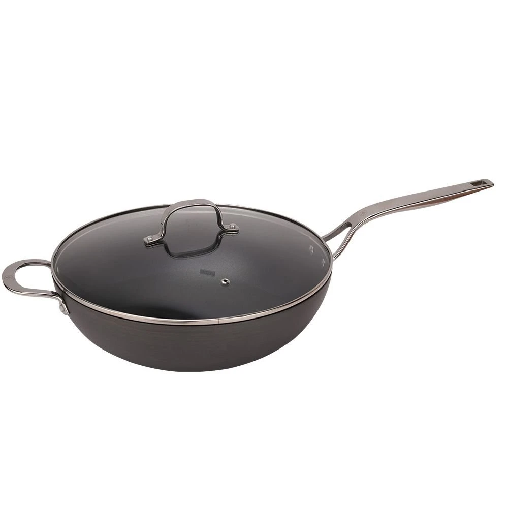 Swiss Diamond | Hard Anodized Induction 12.5" Nonstick Wok With Glass Lid 1 Swiss Diamond | Hard Anodized Induction 12.5" Nonstick Wok With Glass Lid