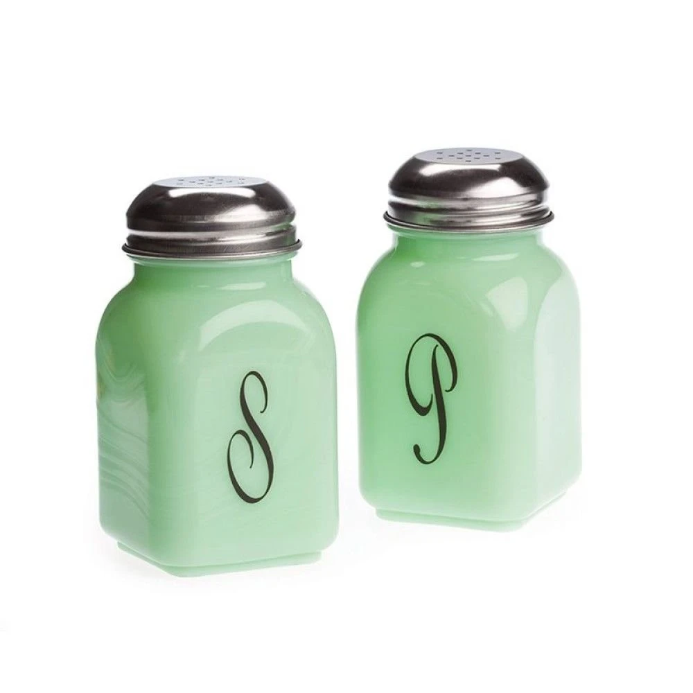 Mosser Glass Monogram Salt & Pepper Set | Jadeite 1 Mosser Glass Monogram Salt & Pepper Set | Jadeite