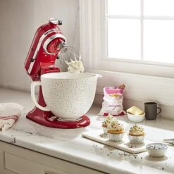 KitchenAid 5-Quart Confetti Sprinkle Ceramic Bowl + Flex Edge Beater | Fits 4.5-Quart & 5-Quart KitchenAid Tilt-Head Stand Mixers -Kitchen Tools Shop kconf3 1