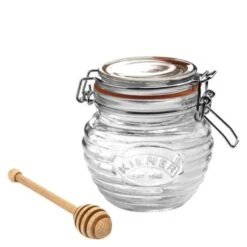 Kilner 13.5oz Swing Top Honey Pot + Beechwood Dipper Set