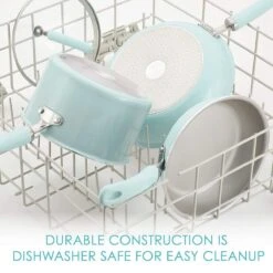 Rachael Ray 13-Piece Enameled Cookware Set | Light Blue Shimmer -Kitchen Tools Shop lightbluecook3