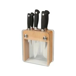 Mercer Cutlery Genesis 6-Piece Knife Block Set | Beechwood & Glass