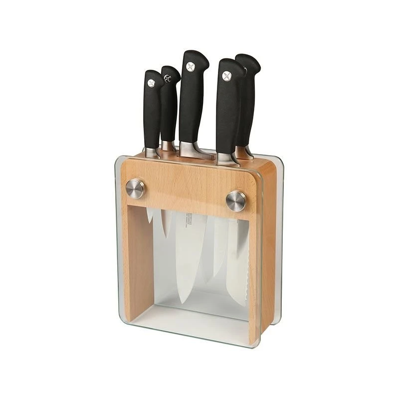Mercer Cutlery Genesis 6-Piece Knife Block Set | Beechwood & Glass 1 Mercer Cutlery Genesis 6-Piece Knife Block Set | Beechwood & Glass